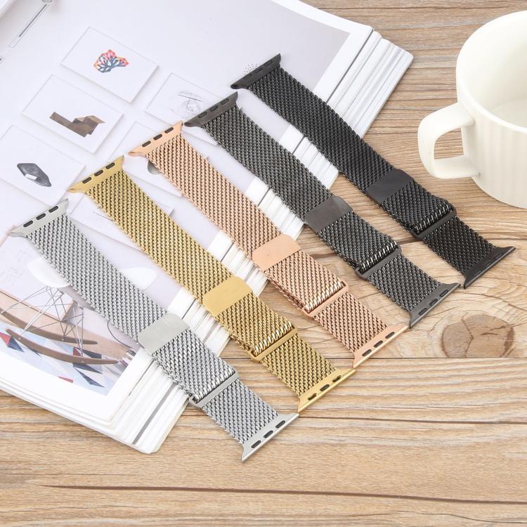 Double-section Magnetic Milanese Steel Watch Band, For Apple Watch 46mm / 49mm / 45mm / 44mm, For Apple Watch 42mm / 41mm / 40mm / 38mm