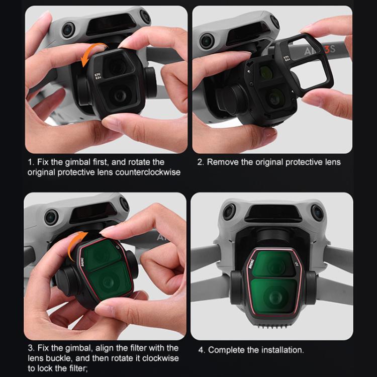 For DJI Air 3S BRDRC Camera Lens Filter, UV, CPL, ND8, ND16, ND32, ND64, NIGHT, 3 in 1 CPL UV ND16, 4 in 1 CPL ND16-64, 6 in 1 ND8-64 UV CPL