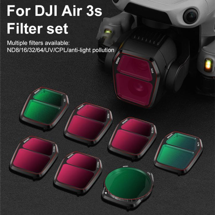 For DJI Air 3S BRDRC Camera Lens Filter, UV, CPL, ND8, ND16, ND32, ND64, NIGHT, 3 in 1 CPL UV ND16, 4 in 1 CPL ND16-64, 6 in 1 ND8-64 UV CPL