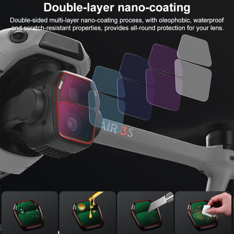 For DJI Air 3S BRDRC Camera Lens Filter, UV, CPL, ND8, ND16, ND32, ND64, NIGHT, 3 in 1 CPL UV ND16, 4 in 1 CPL ND16-64, 6 in 1 ND8-64 UV CPL