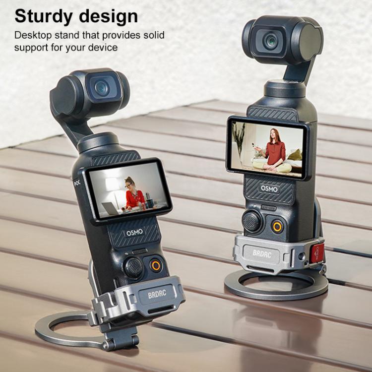 BRDRC Smartphone Teleprompter Stand Desktop Clamp Cold Shoe Extension Mount, For DJI Osmo Pocket 3
