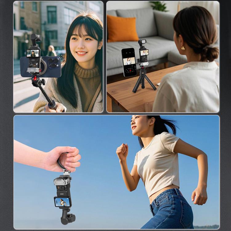 BRDRC Smartphone Teleprompter Stand Desktop Clamp Cold Shoe Extension Mount, For DJI Osmo Pocket 3
