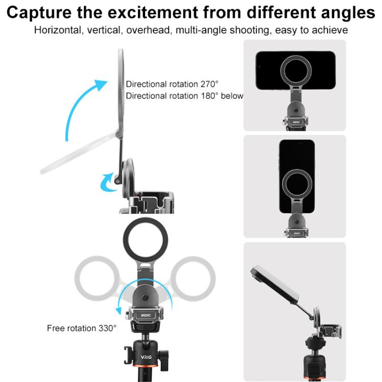 BRDRC Smartphone Teleprompter Stand Desktop Clamp Cold Shoe Extension Mount, For DJI Osmo Pocket 3