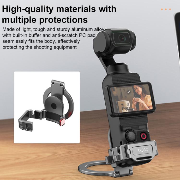 BRDRC Smartphone Teleprompter Stand Desktop Clamp Cold Shoe Extension Mount, For DJI Osmo Pocket 3