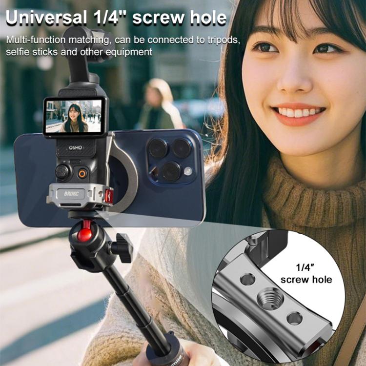 BRDRC Smartphone Teleprompter Stand Desktop Clamp Cold Shoe Extension Mount, For DJI Osmo Pocket 3