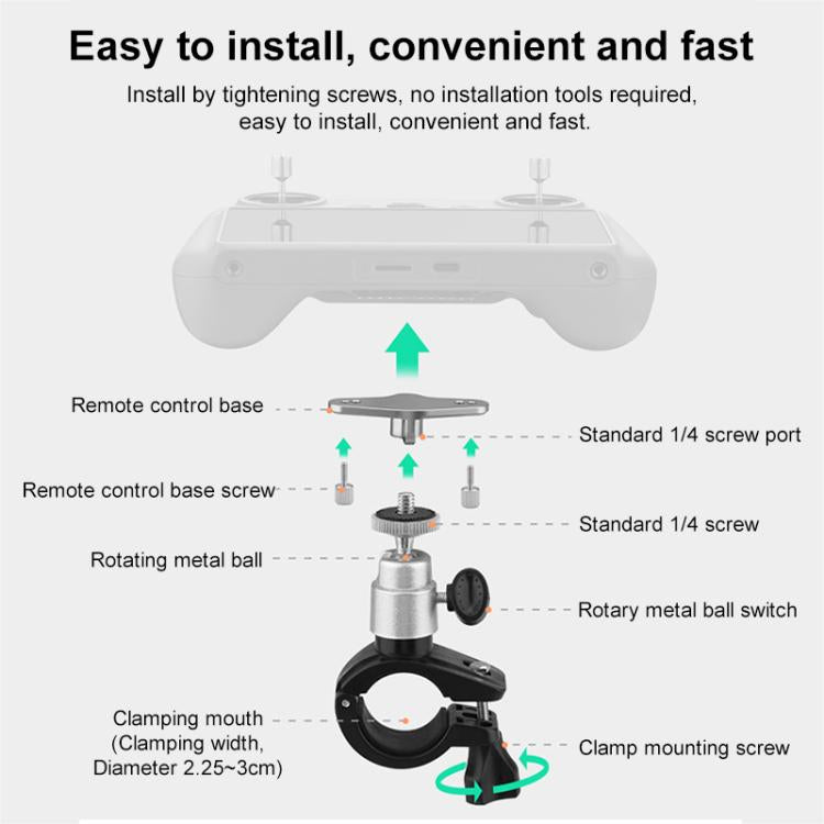 BRDRC Drone Remote Control Adapter Base Bicycle Holder, For DJI RC / RC 2