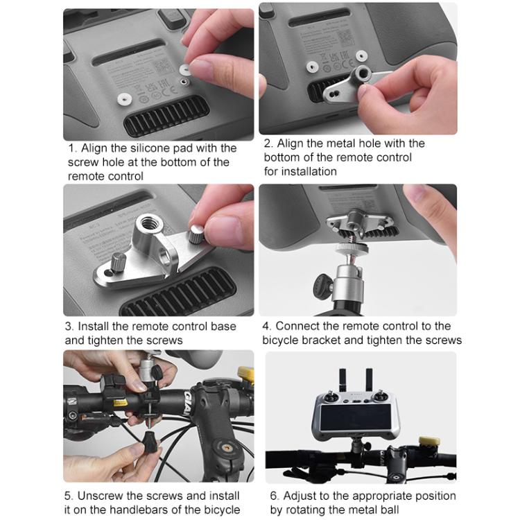 BRDRC Drone Remote Control Adapter Base Bicycle Holder, For DJI RC / RC 2