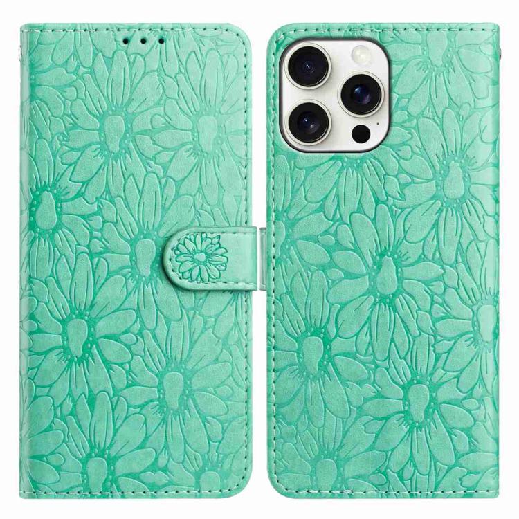 Daisy Embossed Leather Phone Case, For iPhone 16e, For iPhone 16 Pro Max