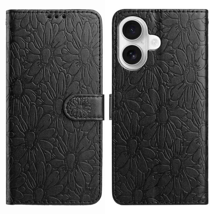 Daisy Embossed Leather Phone Case, For iPhone 16 Pro, For iPhone 16 Plus