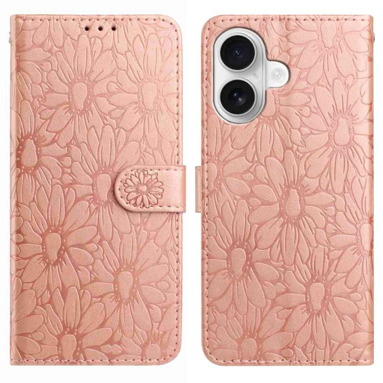 Daisy Embossed Leather Phone Case, For iPhone 16, For iPhone 15 Pro Max