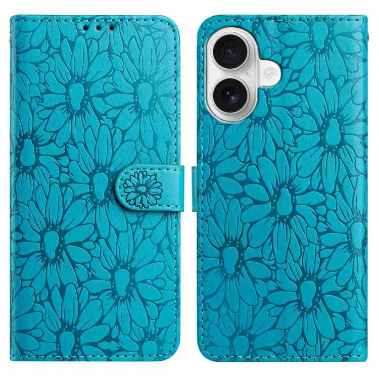 Daisy Embossed Leather Phone Case, For iPhone 16, For iPhone 15 Pro Max