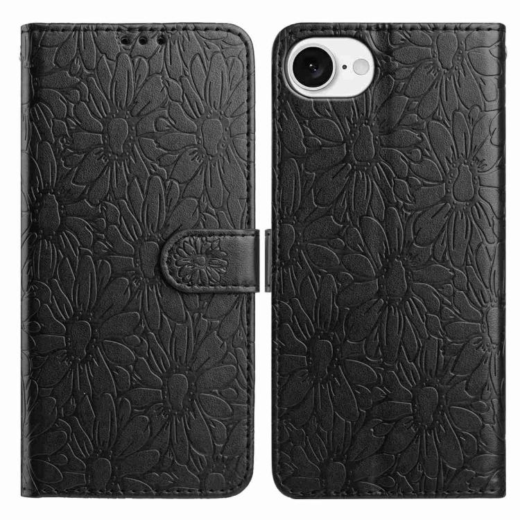 Daisy Embossed Leather Phone Case, For iPhone 16e, For iPhone 16 Pro Max