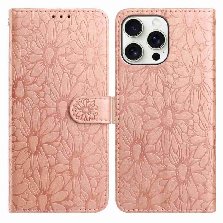 Daisy Embossed Leather Phone Case, For iPhone 15 Pro, For iPhone 15 Plus