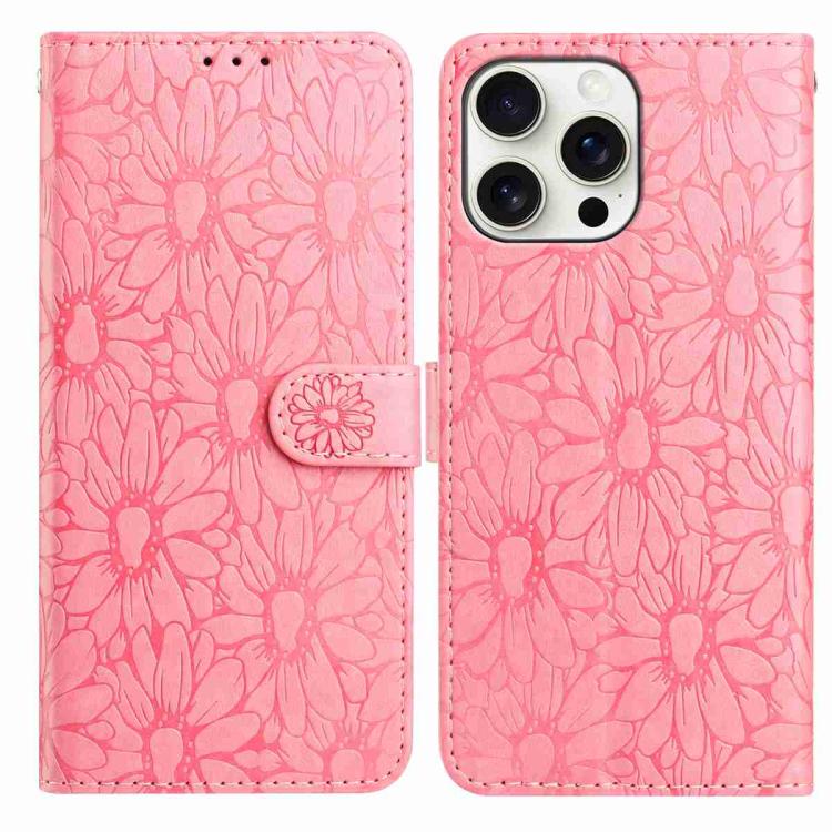 Daisy Embossed Leather Phone Case, For iPhone 14, For iPhone 14 Pro