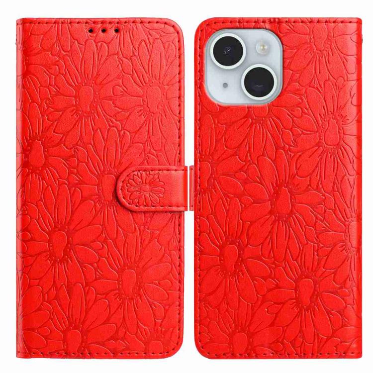 Daisy Embossed Leather Phone Case, For iPhone 14, For iPhone 14 Pro