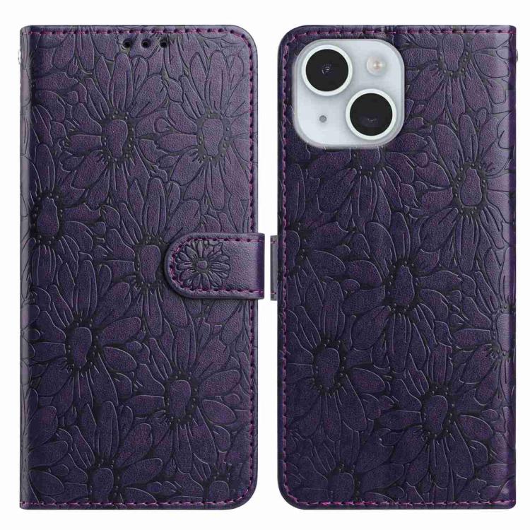 Daisy Embossed Leather Phone Case, For iPhone 14, For iPhone 14 Pro
