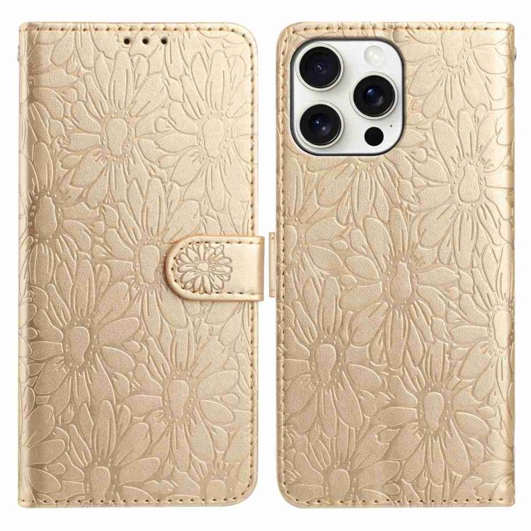Daisy Embossed Leather Phone Case, For iPhone 13 Pro Max, For iPhone 13 Pro
