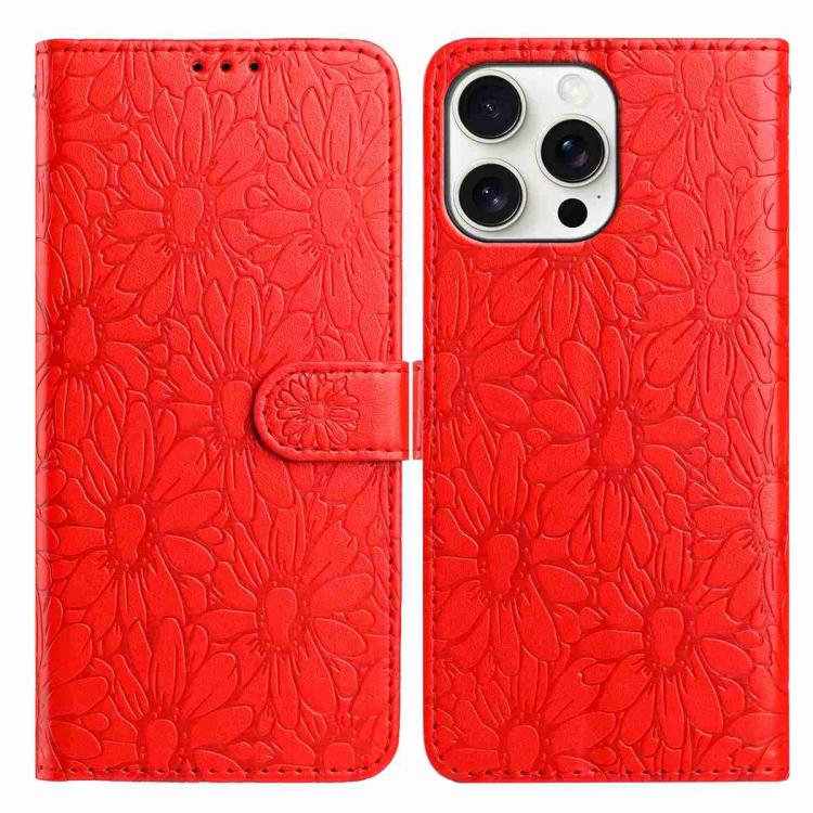 Daisy Embossed Leather Phone Case, For iPhone 13 Pro Max, For iPhone 13 Pro