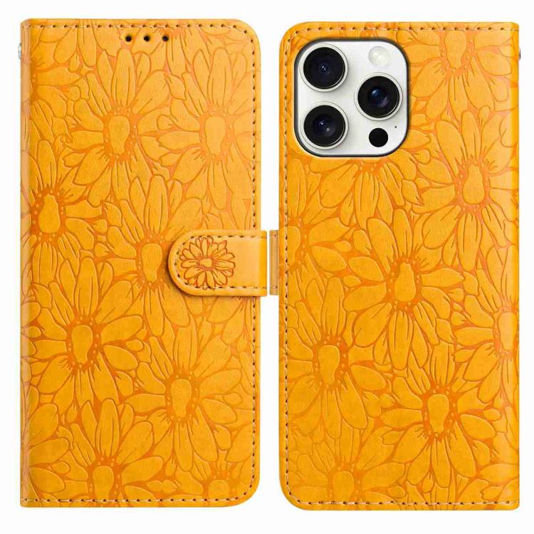 Daisy Embossed Leather Phone Case, For iPhone 13 Pro Max, For iPhone 13 Pro