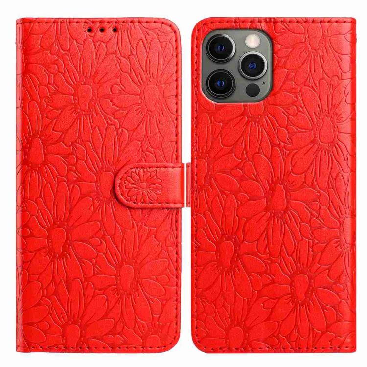 Daisy Embossed Leather Phone Case, For iPhone 12 Pro Max, For iPhone 11 Pro Max