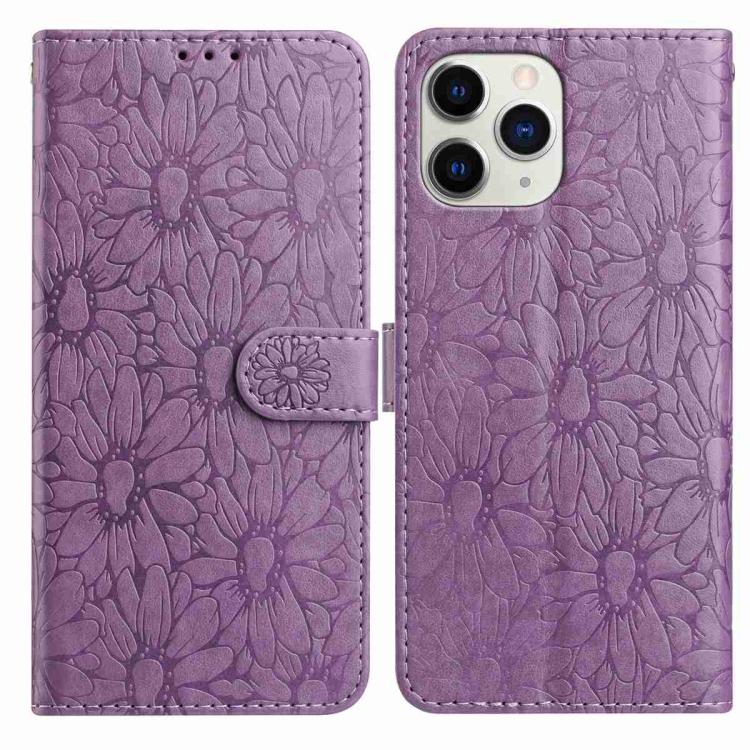 Daisy Embossed Leather Phone Case, For iPhone 11, For iPhone 11 Pro