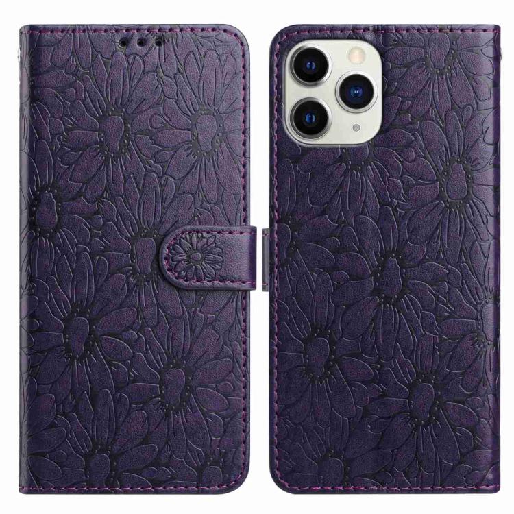 Daisy Embossed Leather Phone Case, For iPhone 11, For iPhone 11 Pro