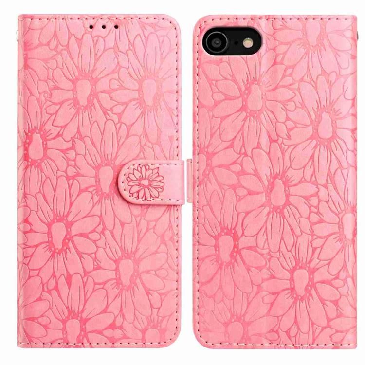 Daisy Embossed Leather Phone Case, For iPhone 14 Pro Max, For iPhone SE 2022 / SE 2020 / 8 / 7