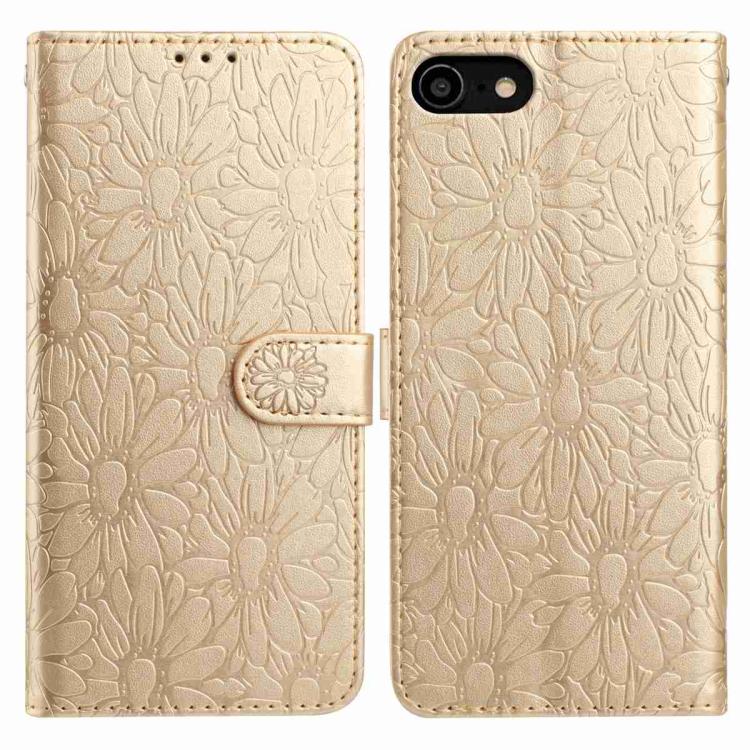 Daisy Embossed Leather Phone Case, For iPhone 14 Pro Max, For iPhone SE 2022 / SE 2020 / 8 / 7