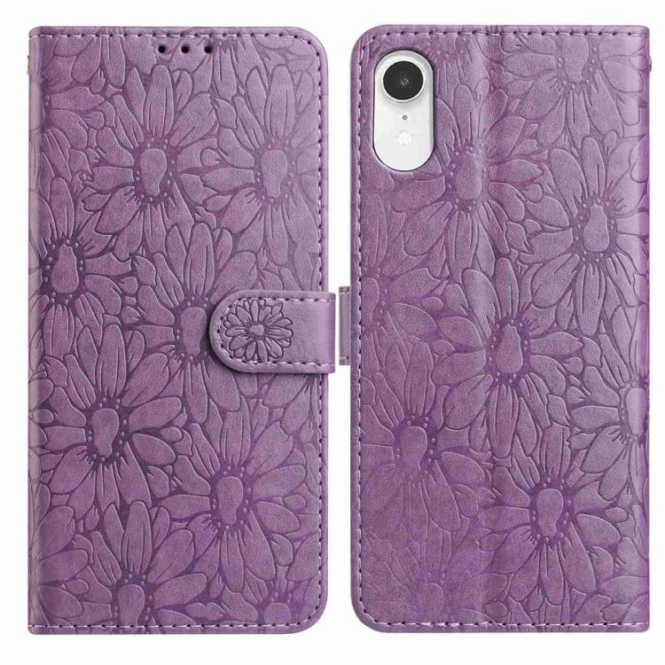 Daisy Embossed Leather Phone Case, For iPhone X / XS, For iPhone XR