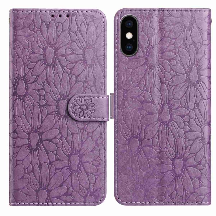 Daisy Embossed Leather Phone Case, For iPhone XS Max, For iPhone 8 Plus / 7 Plus
