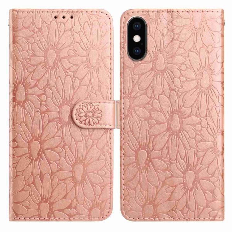 Daisy Embossed Leather Phone Case, For iPhone XS Max, For iPhone 8 Plus / 7 Plus