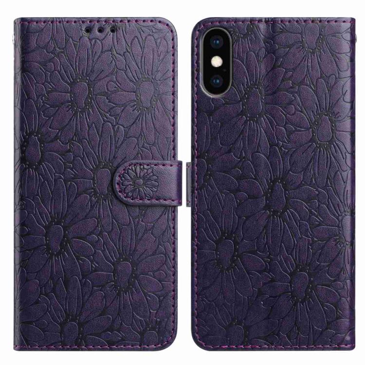 Daisy Embossed Leather Phone Case, For iPhone XS Max, For iPhone 8 Plus / 7 Plus