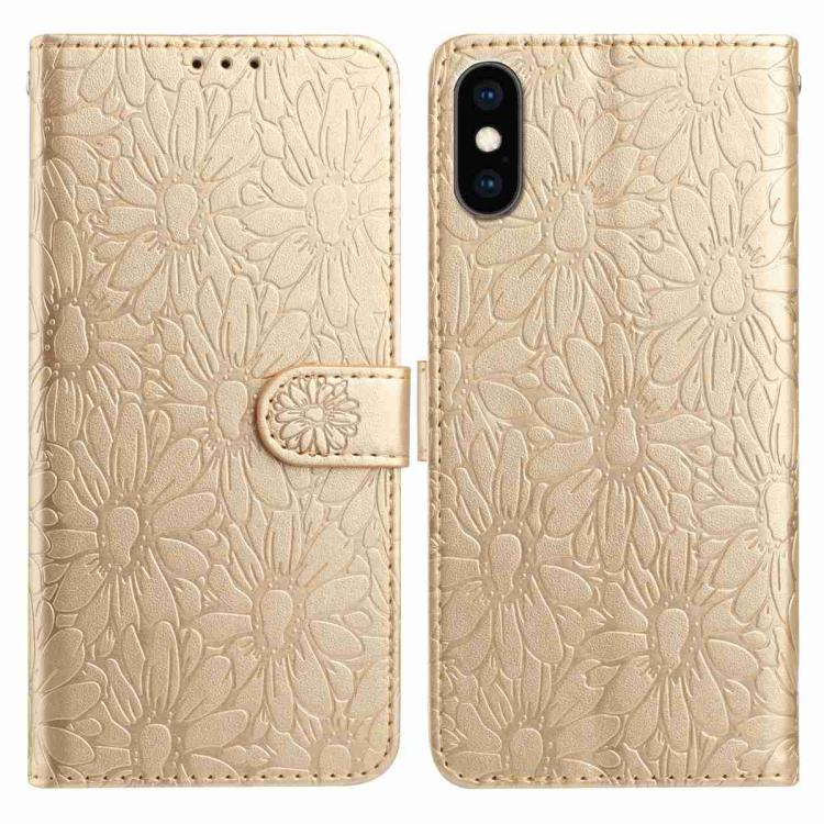 Daisy Embossed Leather Phone Case, For iPhone X / XS, For iPhone XR