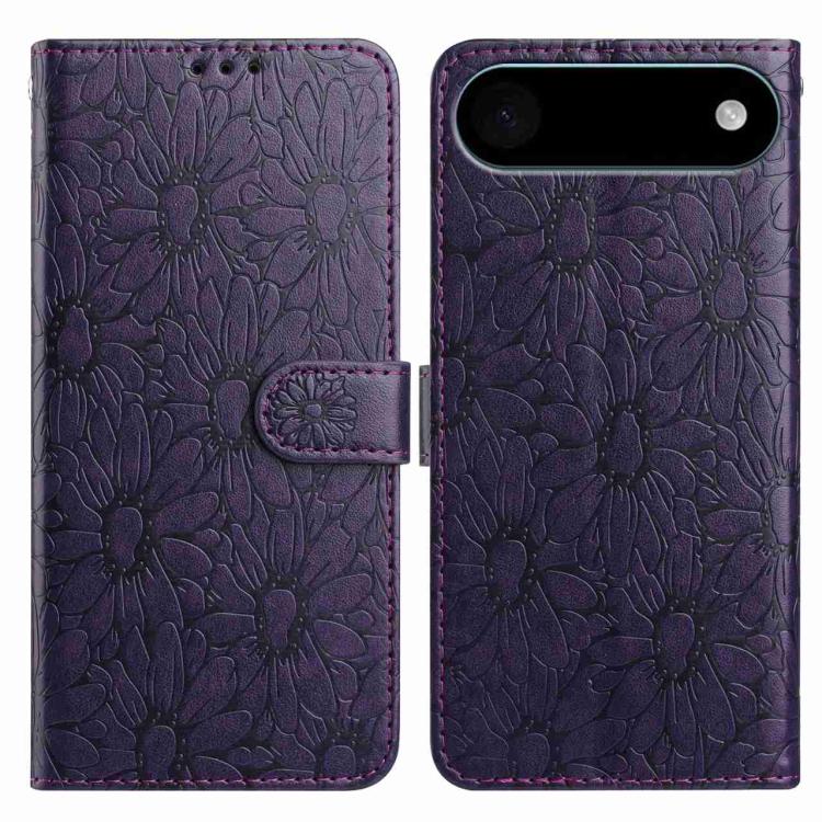 Daisy Embossed Leather Phone Case, For iPhone 16e, For iPhone 16 Pro Max