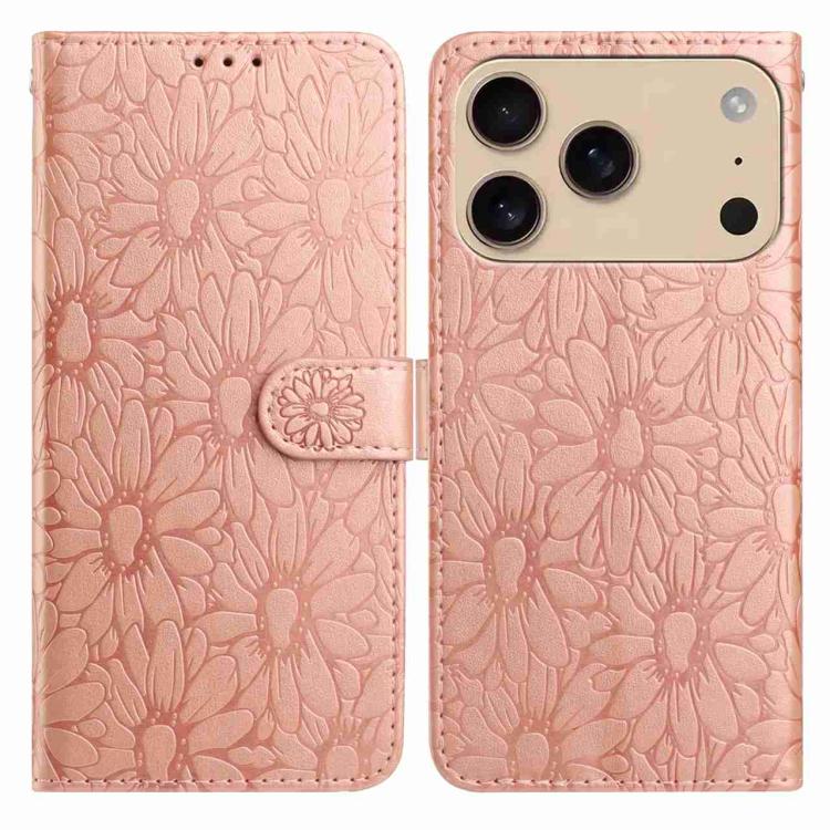 Daisy Embossed Leather Phone Case, For iPhone 17 Pro Max, For iPhone 17 Pro
