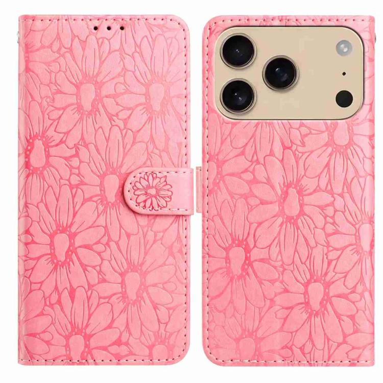 Daisy Embossed Leather Phone Case, For iPhone 17 Pro Max, For iPhone 17 Pro