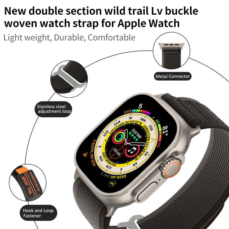 xDfind Double Section Metal Buckle Loop Nylon Braided Watch Band, For Apple Watch 46mm / 49mm / 45mm / 44mm, For Apple Watch 42mm / 41mm / 40mm / 38mm