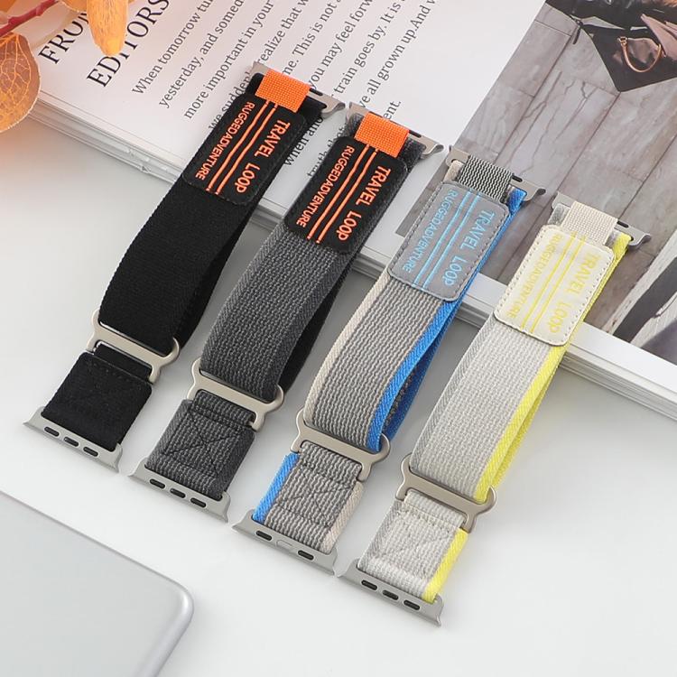 xDfind Double Section Metal Buckle Loop Nylon Braided Watch Band, For Apple Watch 46mm / 49mm / 45mm / 44mm, For Apple Watch 42mm / 41mm / 40mm / 38mm