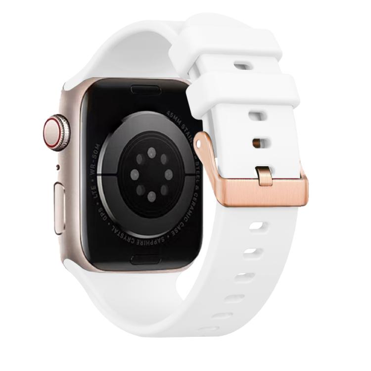 Plain Solid Color Rose Gold Buckle Silicone Watch Band, For Apple Watch 42mm / 41mm / 40mm / 38mm