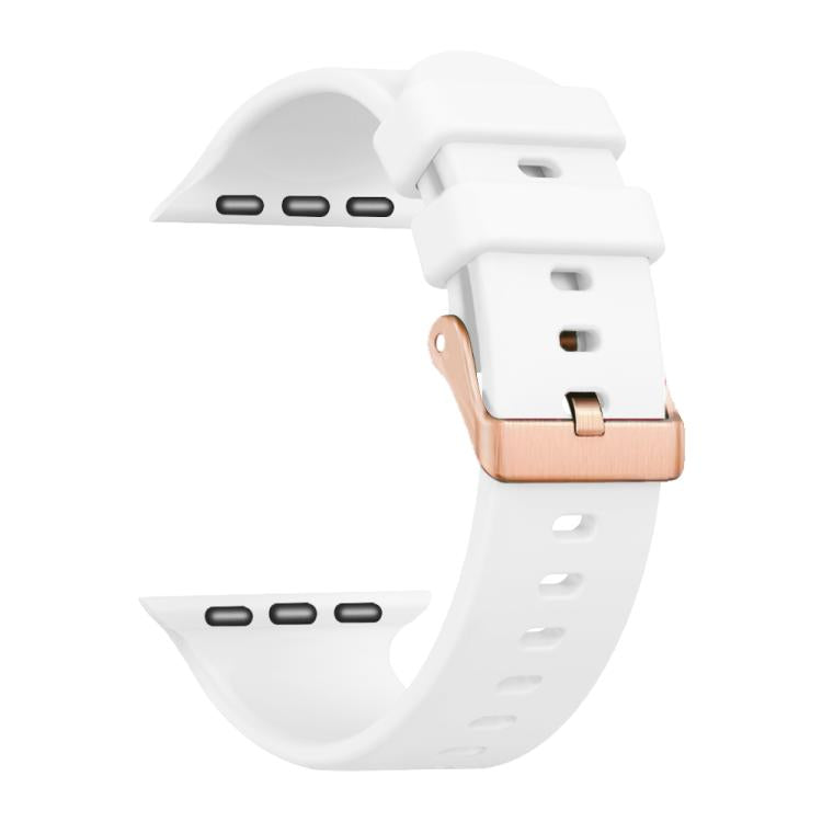 Plain Solid Color Rose Gold Buckle Silicone Watch Band, For Apple Watch 42mm / 41mm / 40mm / 38mm