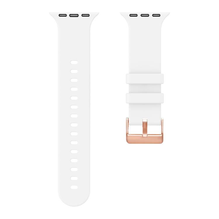 Plain Solid Color Rose Gold Buckle Silicone Watch Band, For Apple Watch 42mm / 41mm / 40mm / 38mm