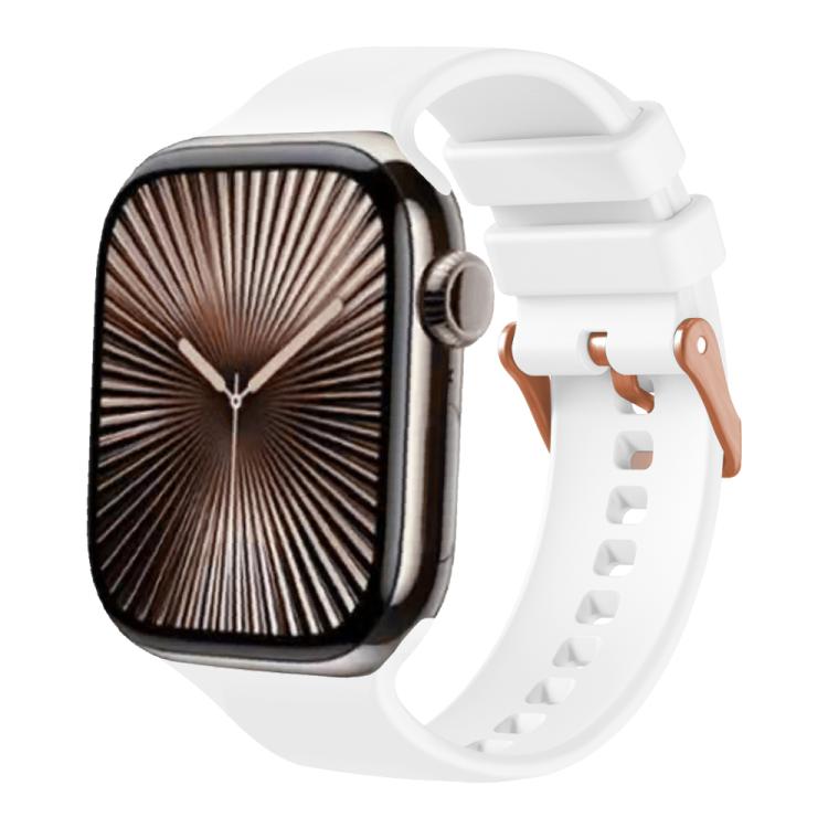 Plain Solid Color Rose Gold Buckle Silicone Watch Band, For Apple Watch 42mm / 41mm / 40mm / 38mm