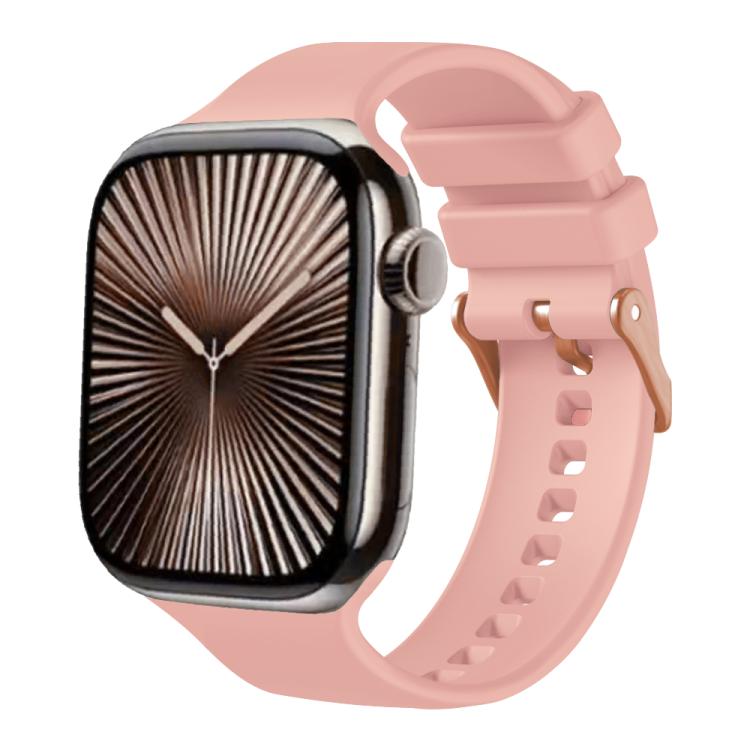 Plain Solid Color Rose Gold Buckle Silicone Watch Band, For Apple Watch 42mm / 41mm / 40mm / 38mm