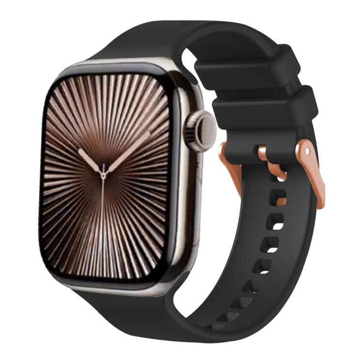 Plain Solid Color Rose Gold Buckle Silicone Watch Band, For Apple Watch 42mm / 41mm / 40mm / 38mm