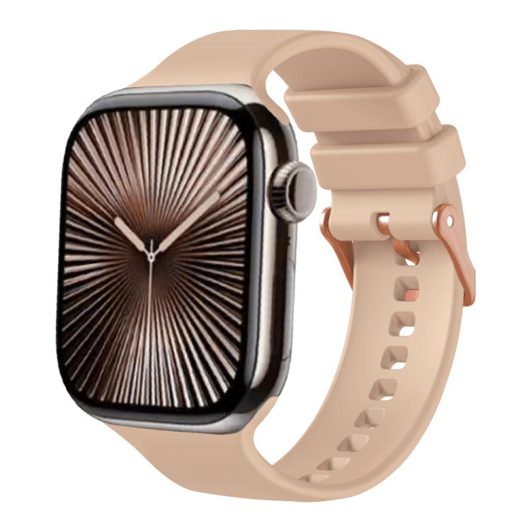 Plain Solid Color Rose Gold Buckle Silicone Watch Band, For Apple Watch 42mm / 41mm / 40mm / 38mm