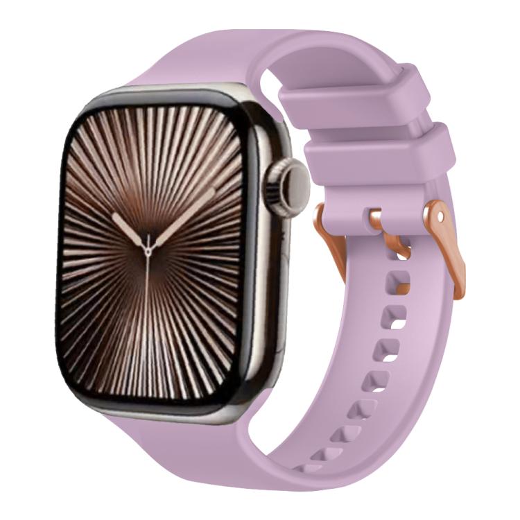 Plain Solid Color Rose Gold Buckle Silicone Watch Band, For Apple Watch 42mm / 41mm / 40mm / 38mm