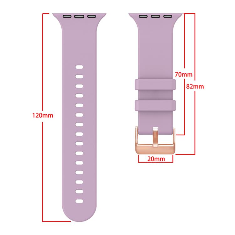 Plain Solid Color Rose Gold Buckle Silicone Watch Band, For Apple Watch 42mm / 41mm / 40mm / 38mm