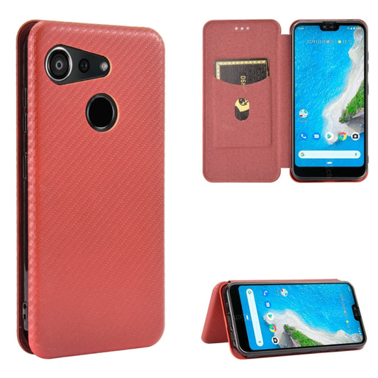 Premium carbon fiber magnetic flip case with card slot for Kyocera Android One S6
