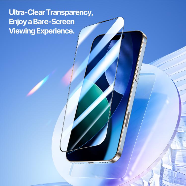 DUX DUCIS Roga Series 2.5D HD Fully Transparent Tempered Screen Protector with Dust Removal Quick-Attach Box, For iPhone 17 Pro Max, For iPhone 17 Pro, For iPhone 17, For iPhone 17 Air, For iPhone 16e, For iPhone 16 Pro Max, For iPhone 16 Pro