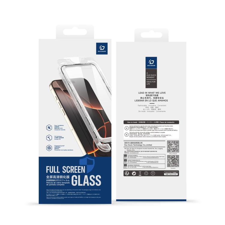 DUX DUCIS Roga Series 2.5D HD Fully Transparent Tempered Screen Protector with Dust Removal Quick-Attach Box, For iPhone 17 Pro Max, For iPhone 17 Pro, For iPhone 17, For iPhone 17 Air, For iPhone 16e, For iPhone 16 Pro Max, For iPhone 16 Pro